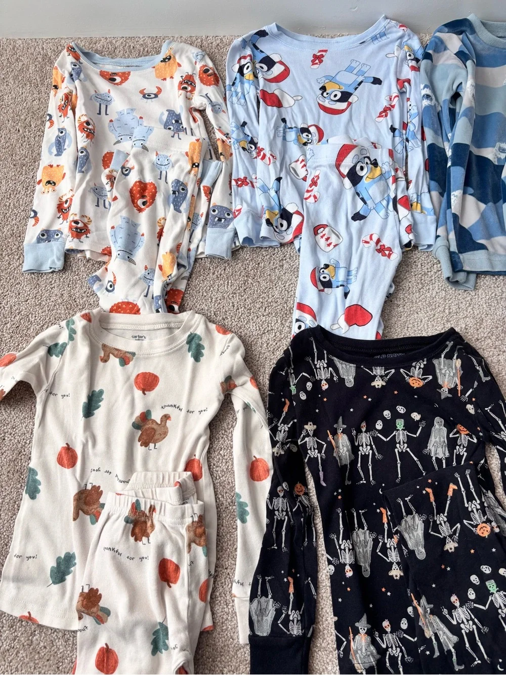 🍁 Boys Size 5T Fall/Winter Pajama Bundle | 14-Piece Lot | Carter’s + Old Navy 🎄